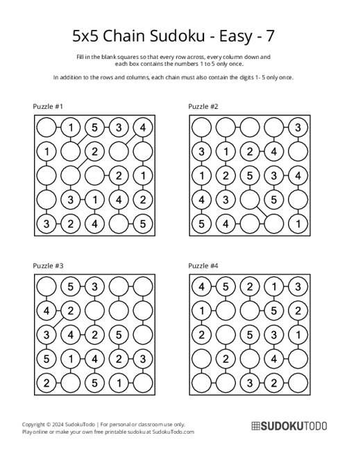 5x5 Chain Sudoku - Easy - 7