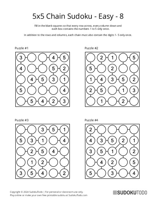5x5 Chain Sudoku - Easy - 8