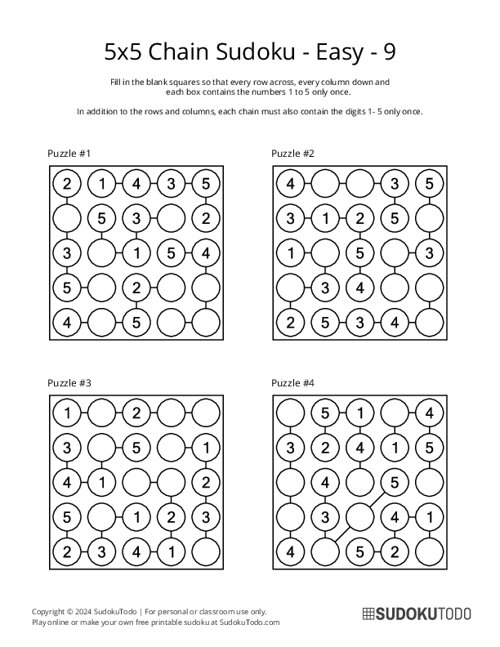 5x5 Chain Sudoku - Easy - 9