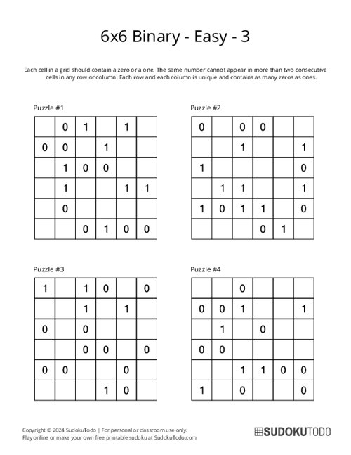 6x6 Binary - Easy - 3