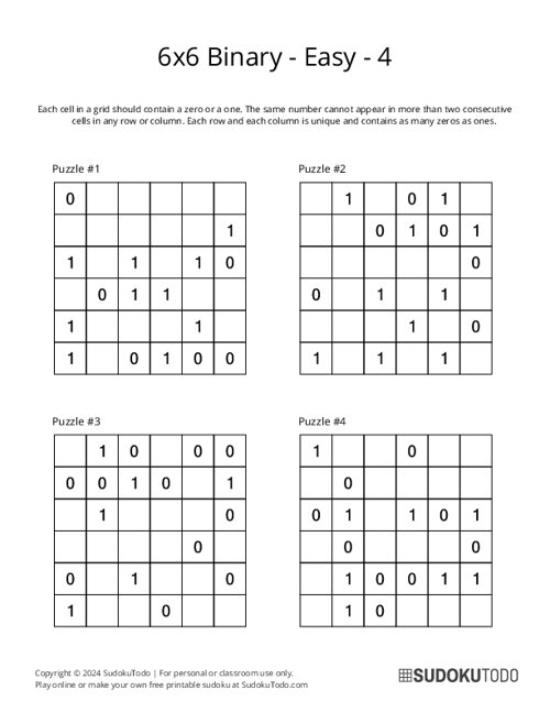 6x6 Binary - Easy - 4