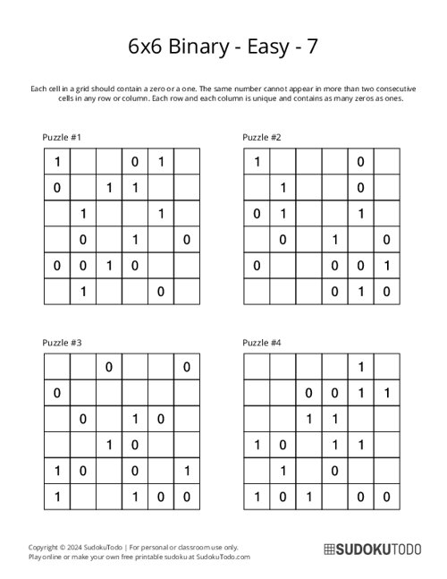 6x6 Binary - Easy - 7