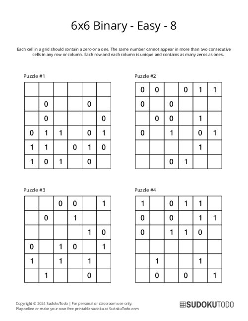 6x6 Binary - Easy - 8