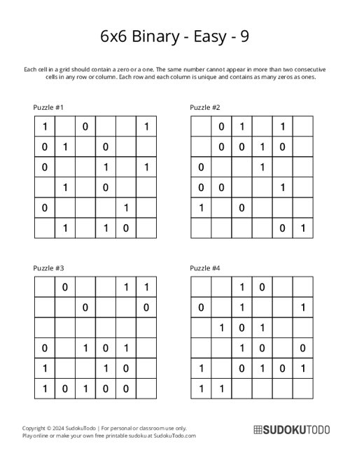 6x6 Binary - Easy - 9