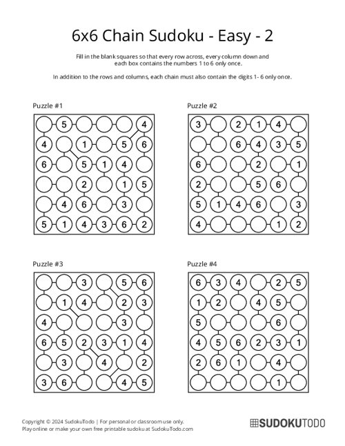 6x6 Chain Sudoku - Easy - 2