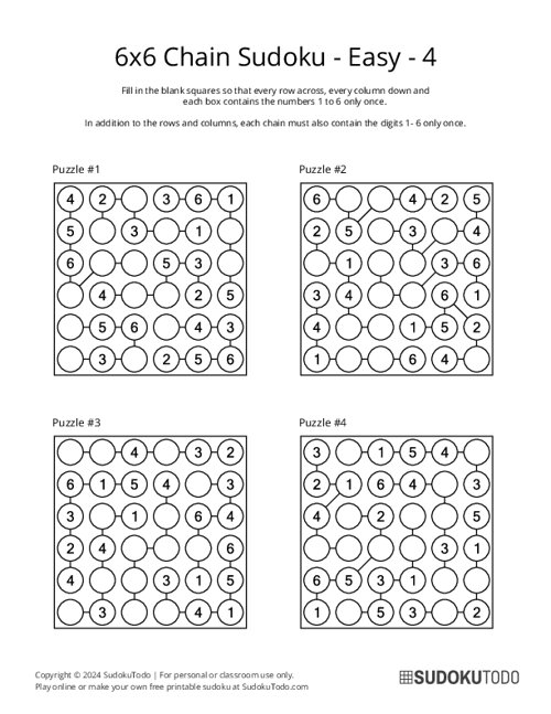 6x6 Chain Sudoku - Easy - 4