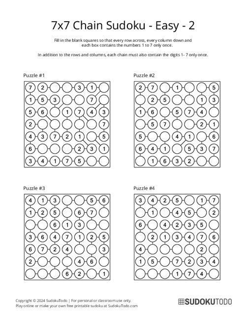 7x7 Chain Sudoku - Easy - 2