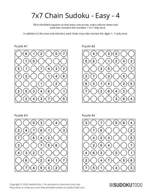 7x7 Chain Sudoku - Easy - 4