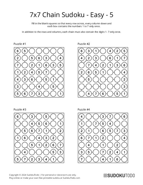 7x7 Chain Sudoku - Easy - 5