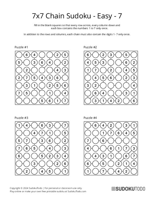 7x7 Chain Sudoku - Easy - 7