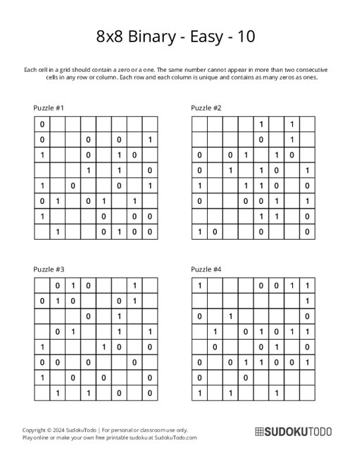 8x8 Binary - Easy - 10