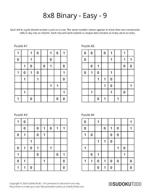 8x8 Binary - Easy - 9