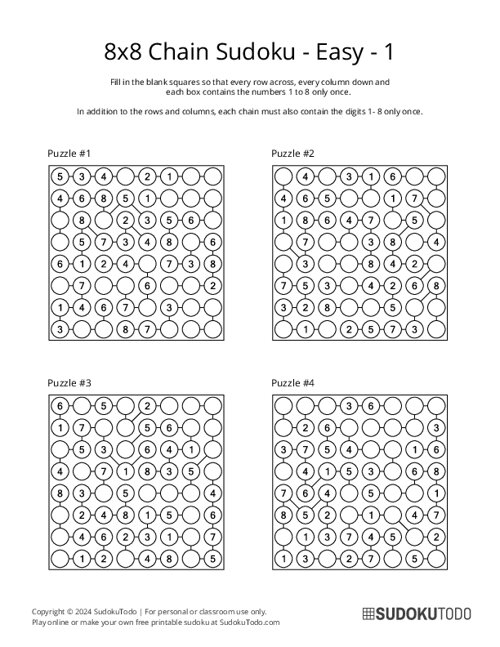 8x8 Chain Sudoku - Easy - 1