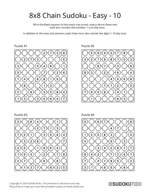 8x8 Chain Sudoku - Easy - 10