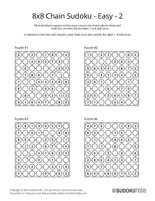 8x8 Chain Sudoku - Easy - 2