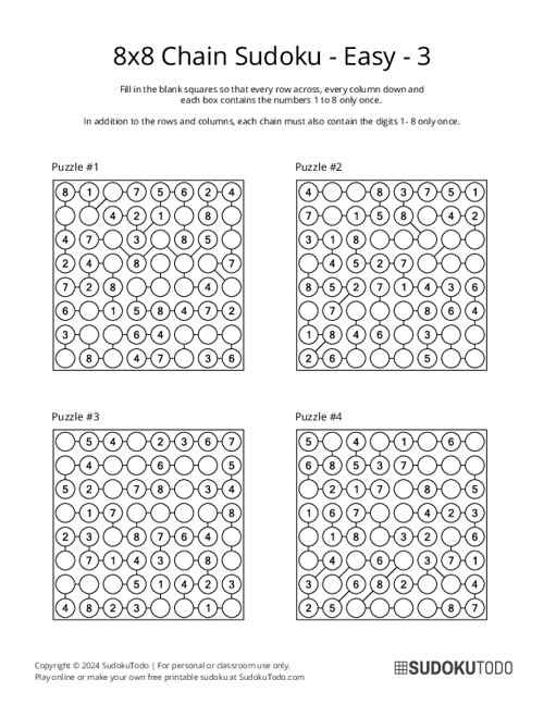 8x8 Chain Sudoku - Easy - 3