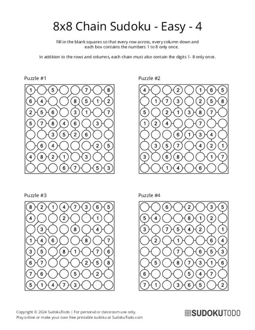 8x8 Chain Sudoku - Easy - 4