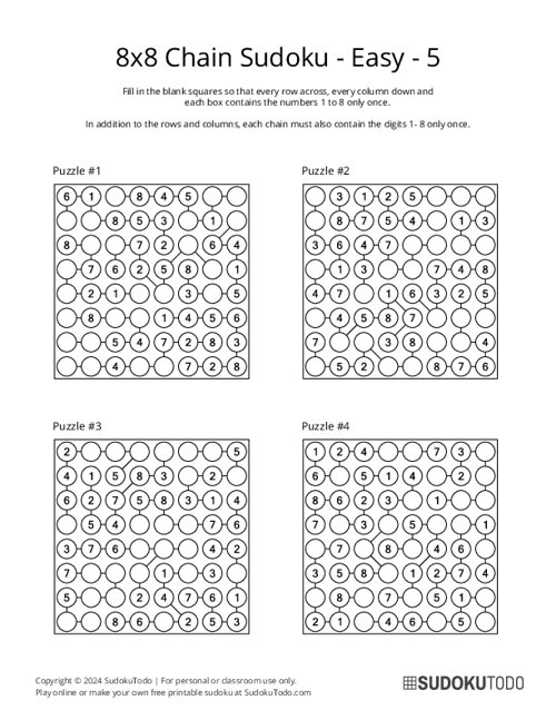 8x8 Chain Sudoku - Easy - 5