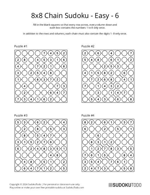 8x8 Chain Sudoku - Easy - 6