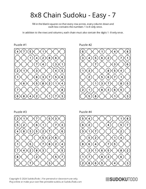 8x8 Chain Sudoku - Easy - 7