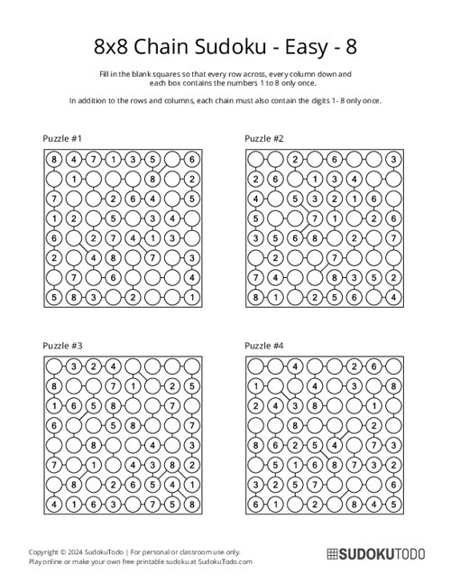 8x8 Chain Sudoku - Easy - 8