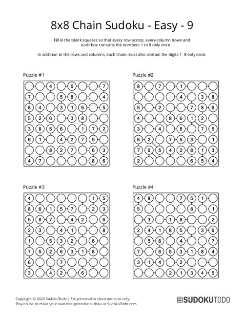 8x8 Chain Sudoku - Easy - 9