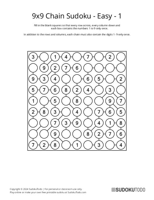 9x9 Chain Sudoku - Easy - 1