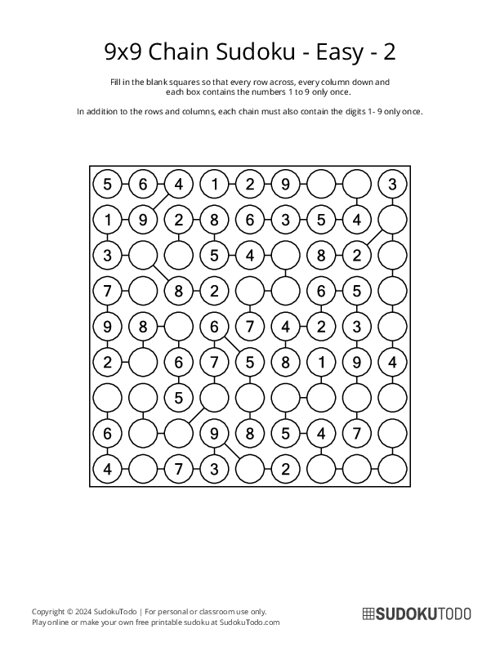 9x9 Chain Sudoku - Easy - 2
