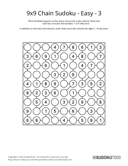 9x9 Chain Sudoku - Easy - 3