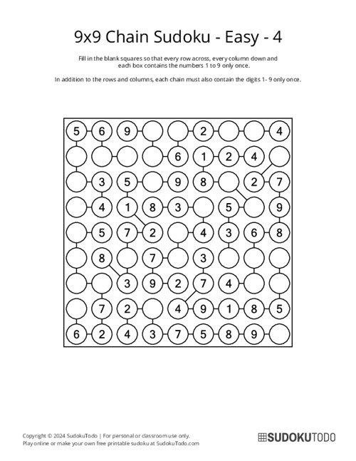 9x9 Chain Sudoku - Easy - 4