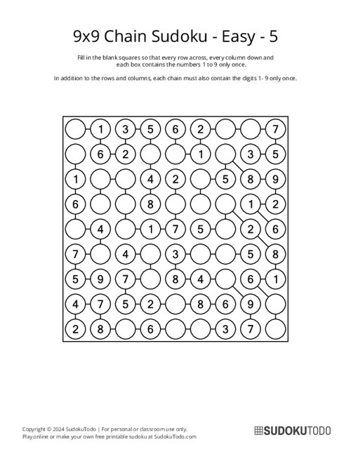 9x9 Chain Sudoku - Easy - 5