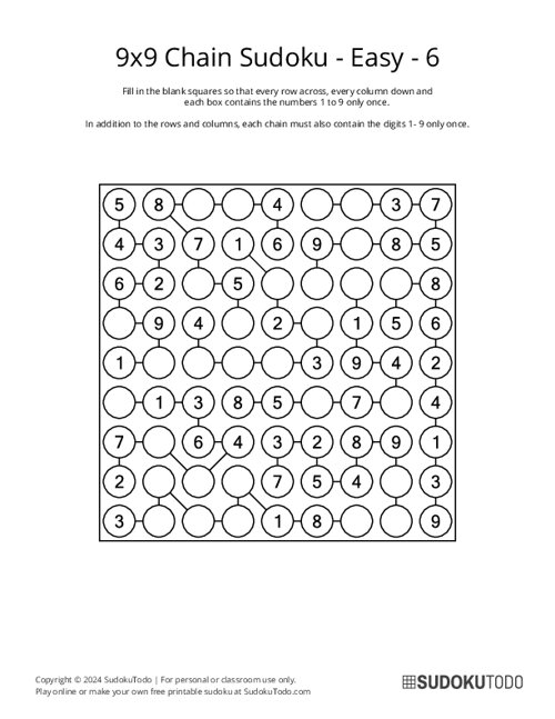 9x9 Chain Sudoku - Easy - 6