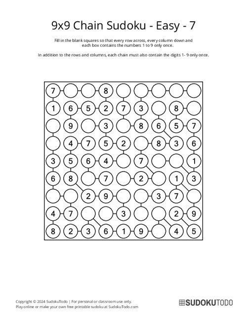 9x9 Chain Sudoku - Easy - 7