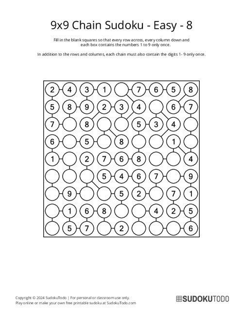9x9 Chain Sudoku - Easy - 8