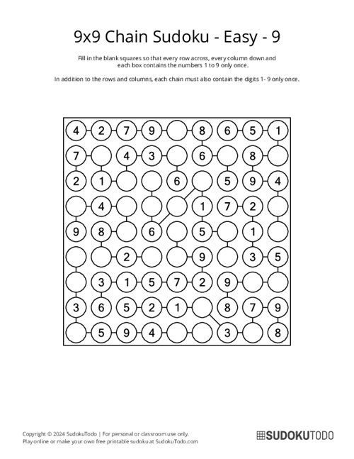 9x9 Chain Sudoku - Easy - 9