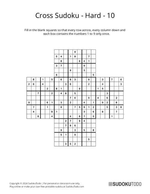 Cross Sudoku - Hard - 10