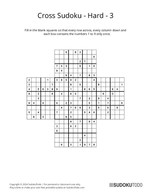 Cross Sudoku - Hard - 3