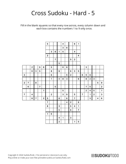 Cross Sudoku - Hard - 5