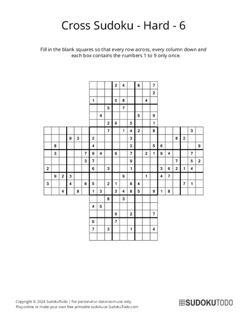 Cross Sudoku - Hard - 6