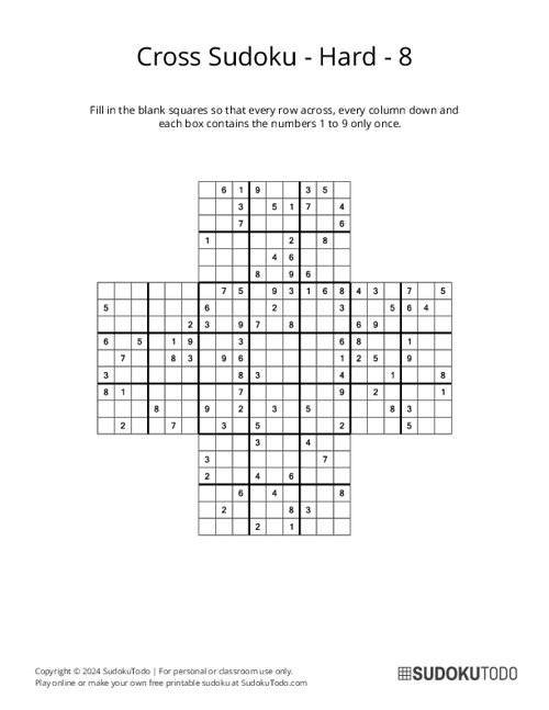 Cross Sudoku - Hard - 8