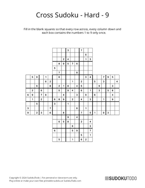 Cross Sudoku - Hard - 9