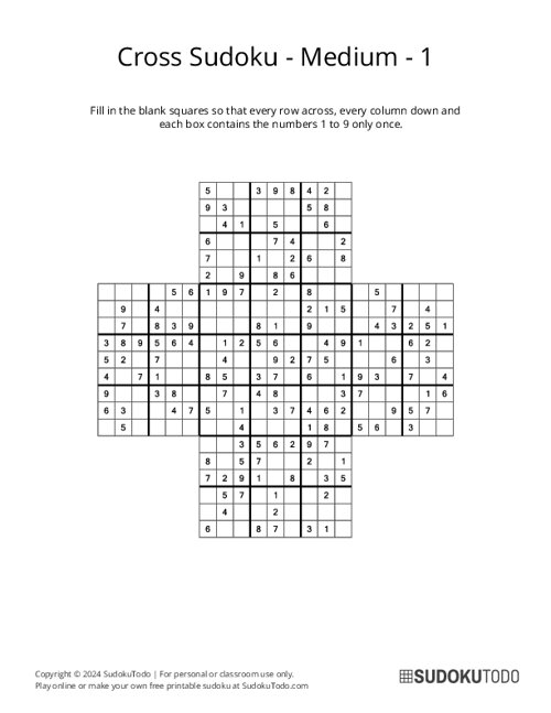 Cross Sudoku - Medium - 1