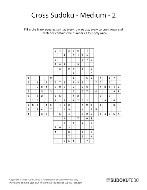 Cross Sudoku - Medium - 2
