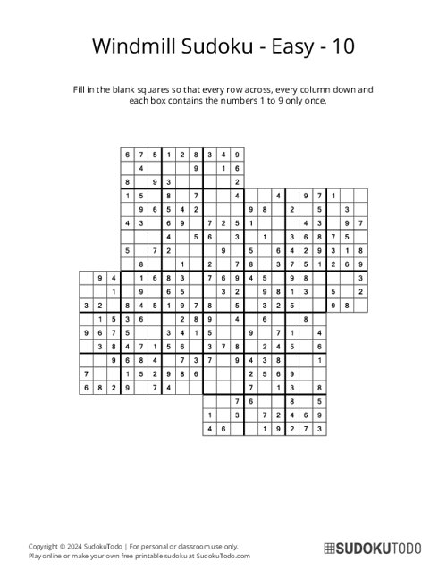 Windmill Sudoku - Easy - 10