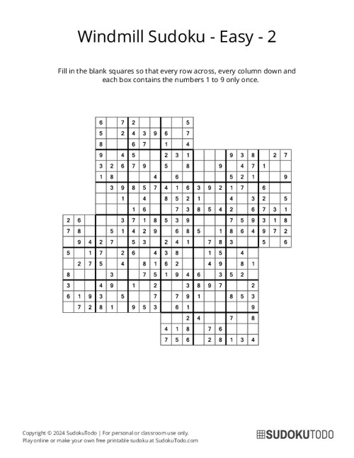 Windmill Sudoku - Easy - 2