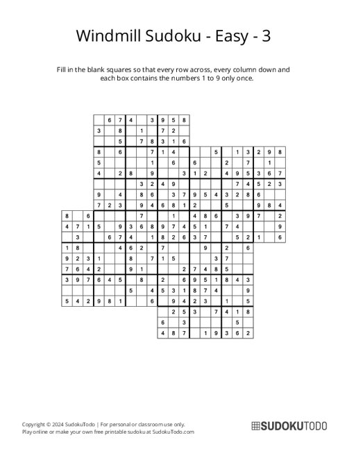 Windmill Sudoku - Easy - 3