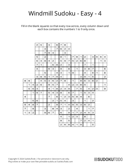 Windmill Sudoku - Easy - 4