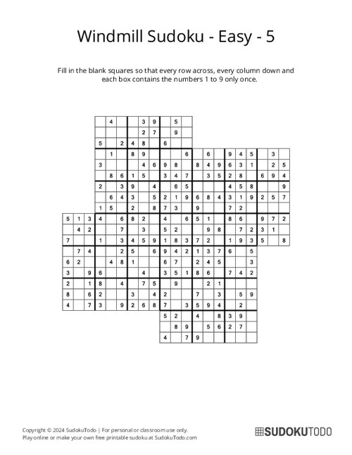 Windmill Sudoku - Easy - 5