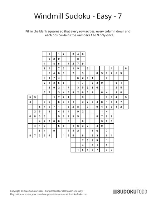 Windmill Sudoku - Easy - 7