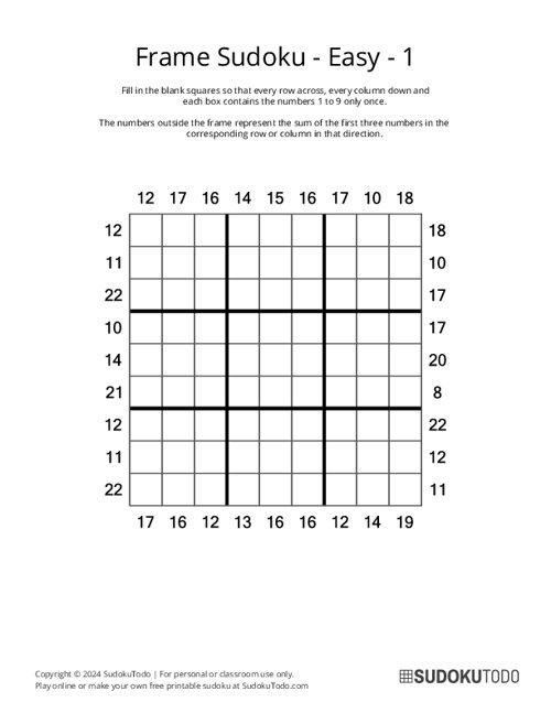 Frame Sudoku - Easy - 1